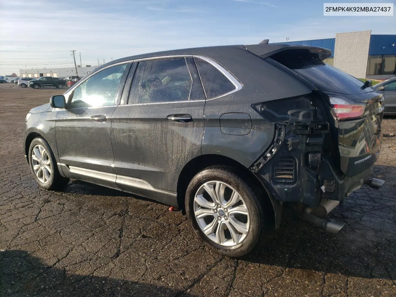 2021 Ford Edge Titanium VIN: 2FMPK4K92MBA27437 Lot: 78015864