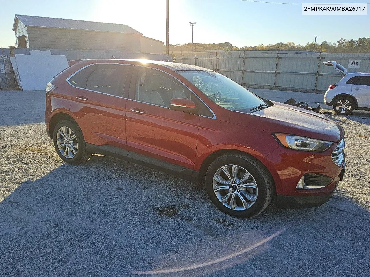 2021 Ford Edge Titanium VIN: 2FMPK4K90MBA26917 Lot: 80387344