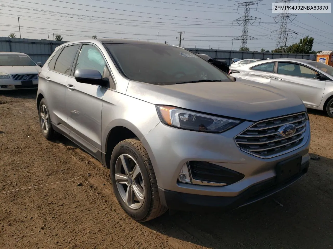 2022 Ford Edge Sel VIN: 2FMPK4J92NBA80870 Lot: 70973054