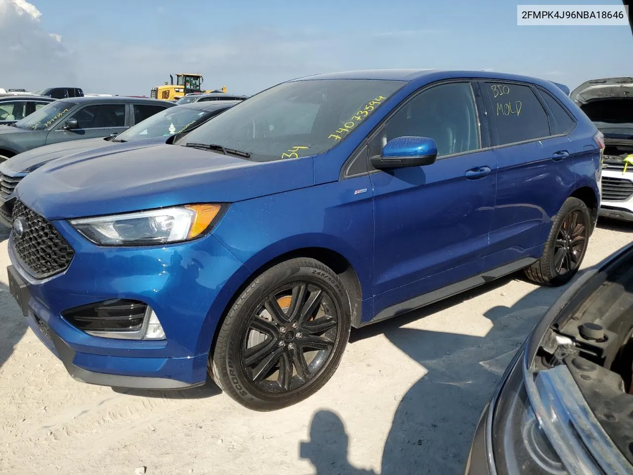 2022 Ford Edge Sel VIN: 2FMPK4J96NBA18646 Lot: 74073594