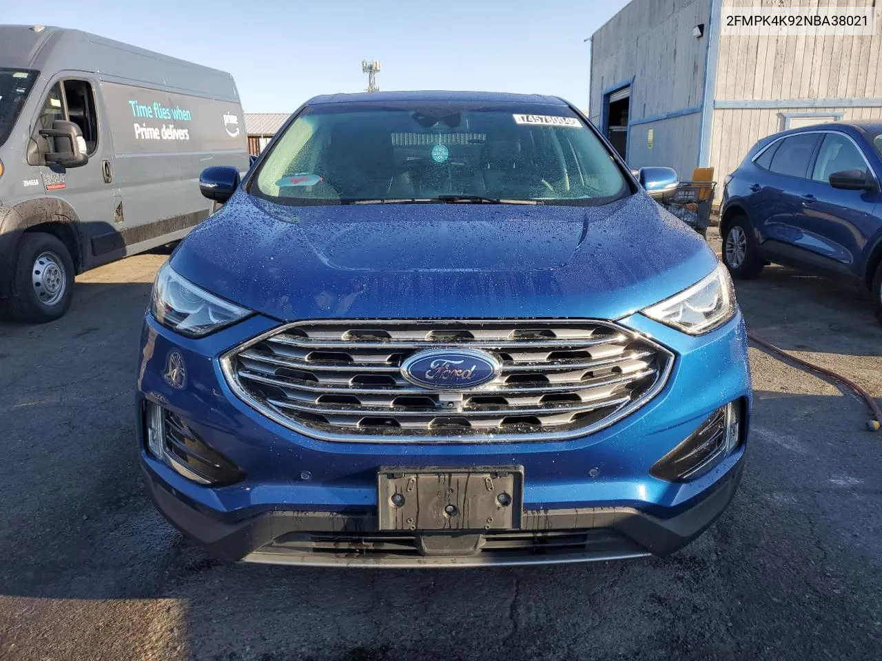 2022 Ford Edge Titanium VIN: 2FMPK4K92NBA38021 Lot: 74578004