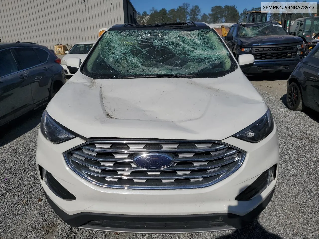 2022 Ford Edge Sel VIN: 2FMPK4J94NBA78943 Lot: 75103154