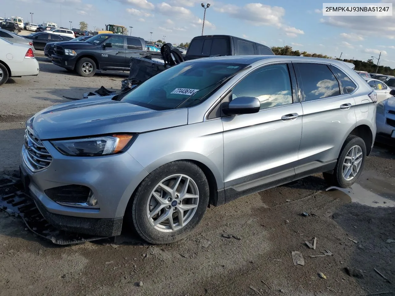 2022 Ford Edge Sel VIN: 2FMPK4J93NBA51247 Lot: 77443614