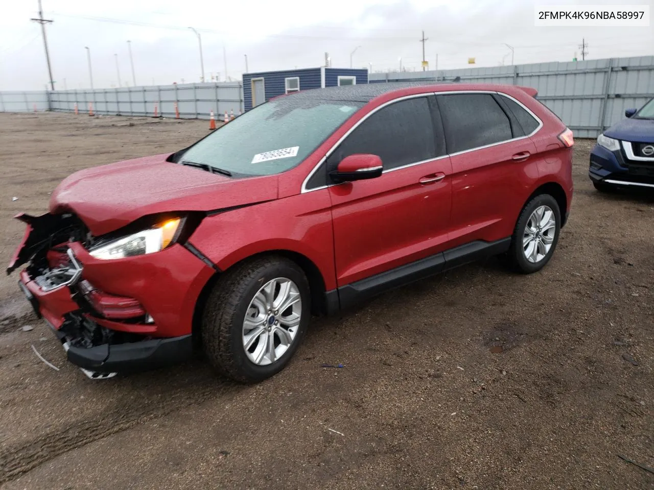 2022 Ford Edge Titanium VIN: 2FMPK4K96NBA58997 Lot: 78093654