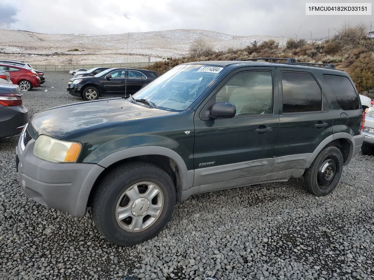 2002 Ford Escape Xlt VIN: 1FMCU04182KD33151 Lot: 81114584