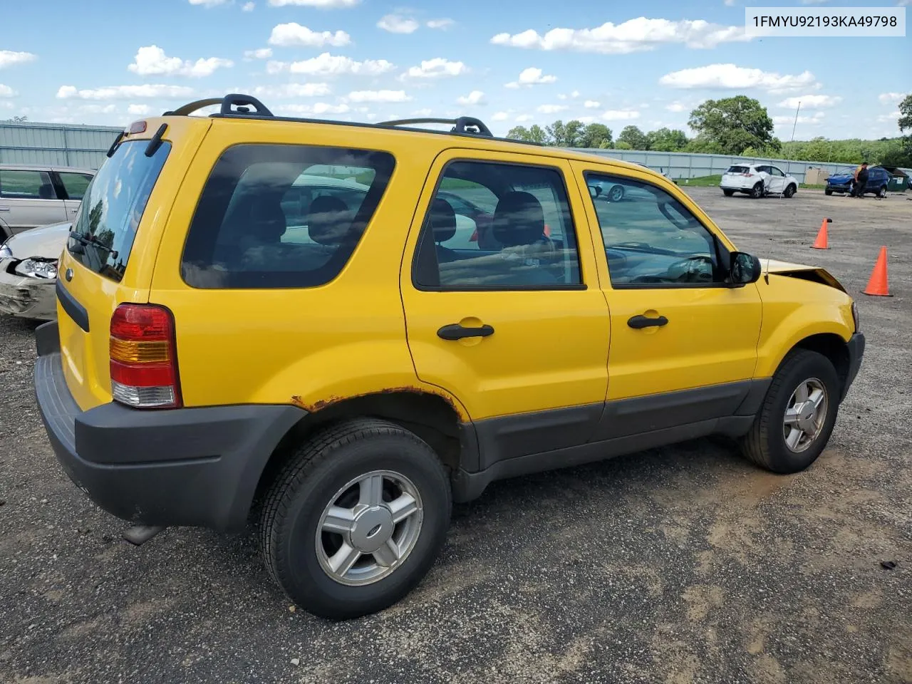 2003 Ford Escape Xls VIN: 1FMYU92193KA49798 Lot: 59922804