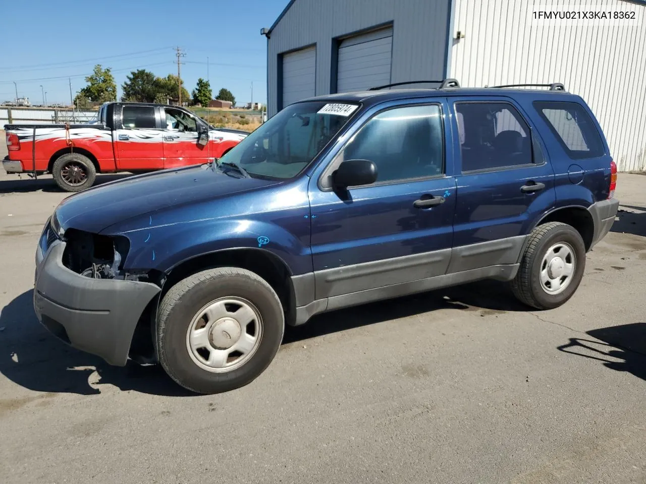 2003 Ford Escape Xls VIN: 1FMYU021X3KA18362 Lot: 72805974