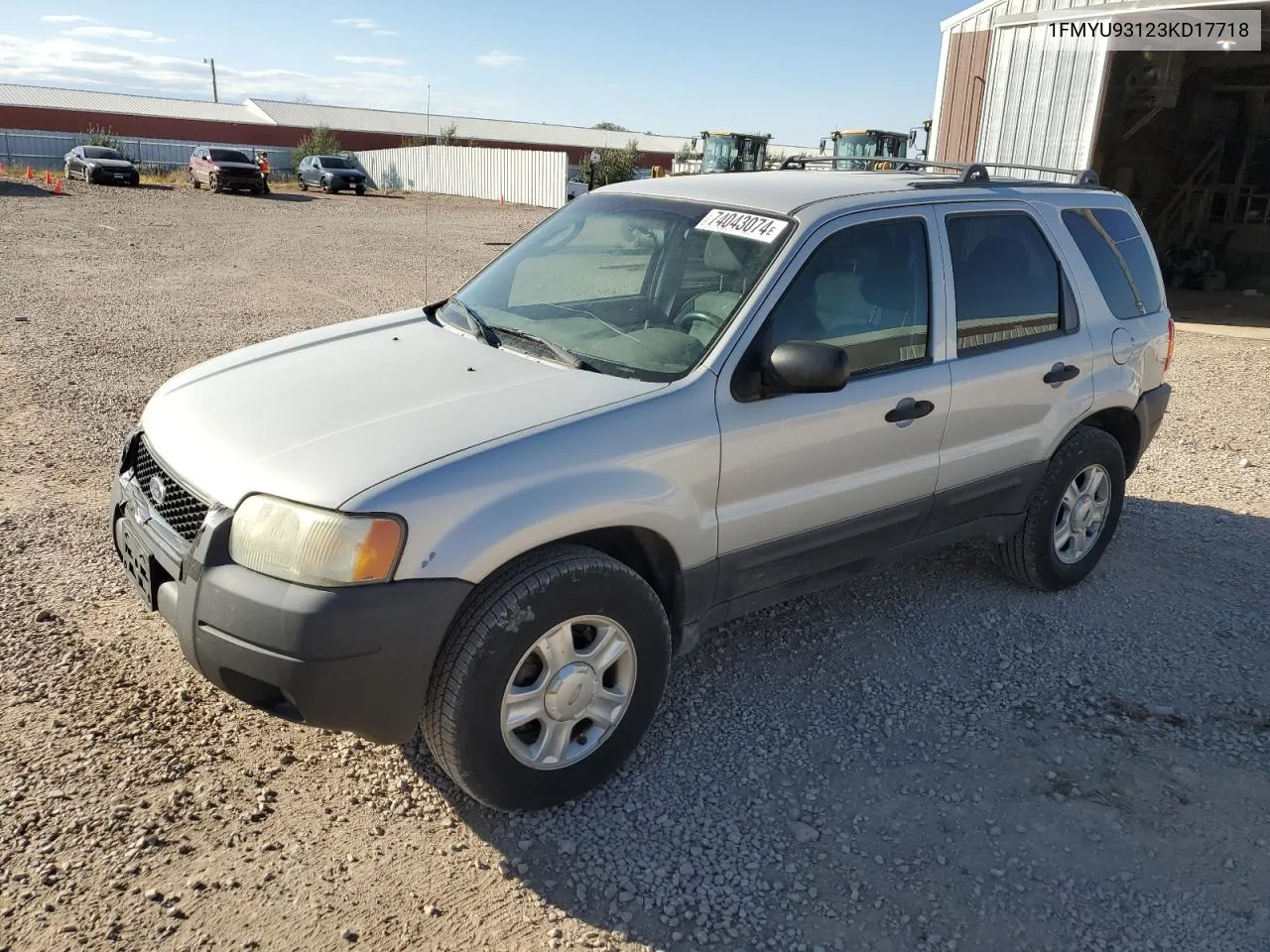 2003 Ford Escape Xlt VIN: 1FMYU93123KD17718 Lot: 74043074