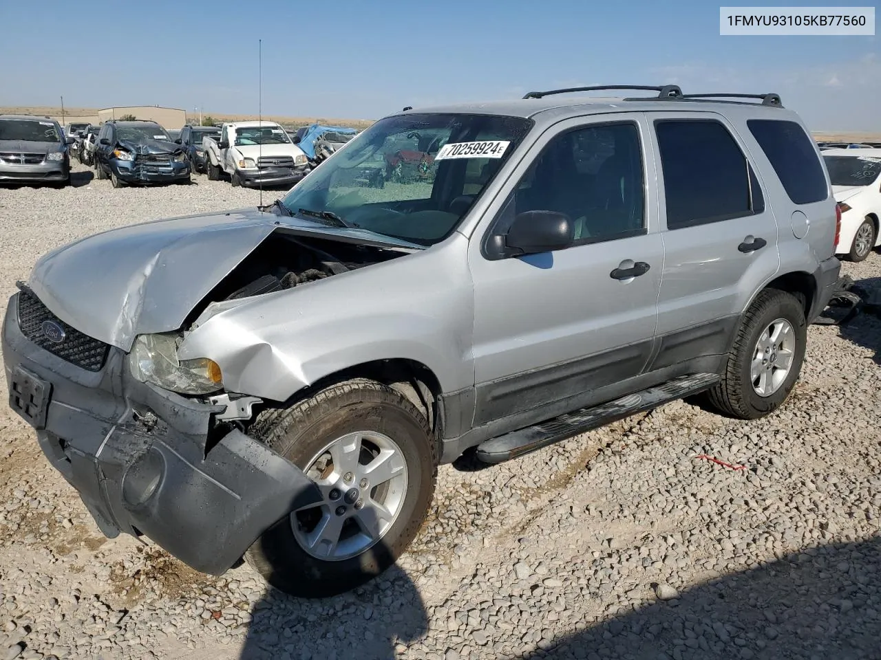 2005 Ford Escape Xlt VIN: 1FMYU93105KB77560 Lot: 70259924