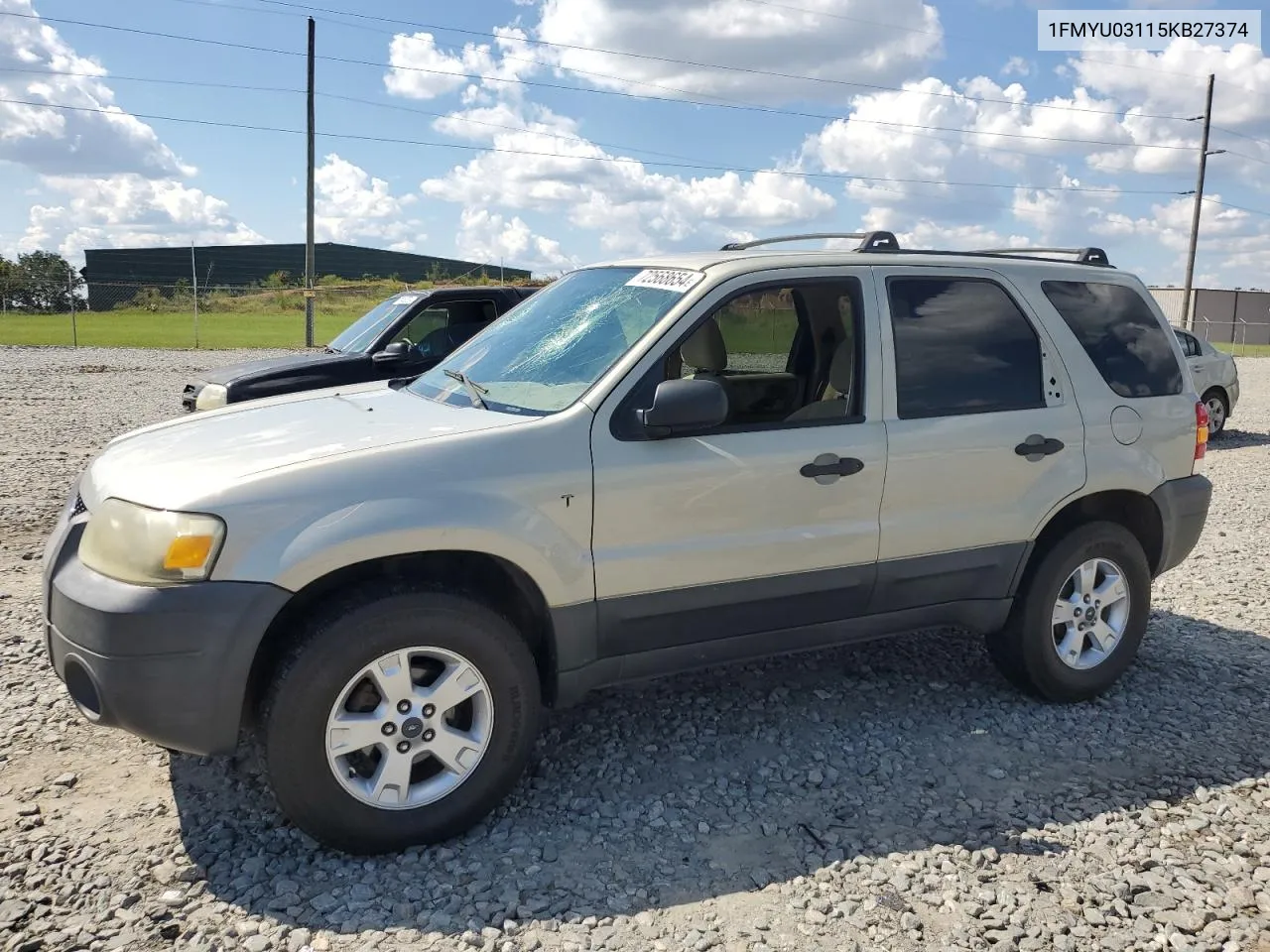 2005 Ford Escape Xlt VIN: 1FMYU03115KB27374 Lot: 72568654