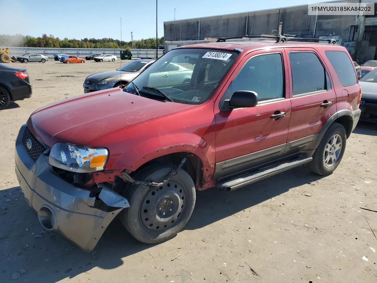 2005 Ford Escape Xlt VIN: 1FMYU03185KA84202 Lot: 75138074