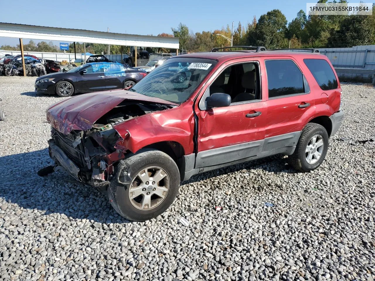 2005 Ford Escape Xlt VIN: 1FMYU03155KB19844 Lot: 77883544