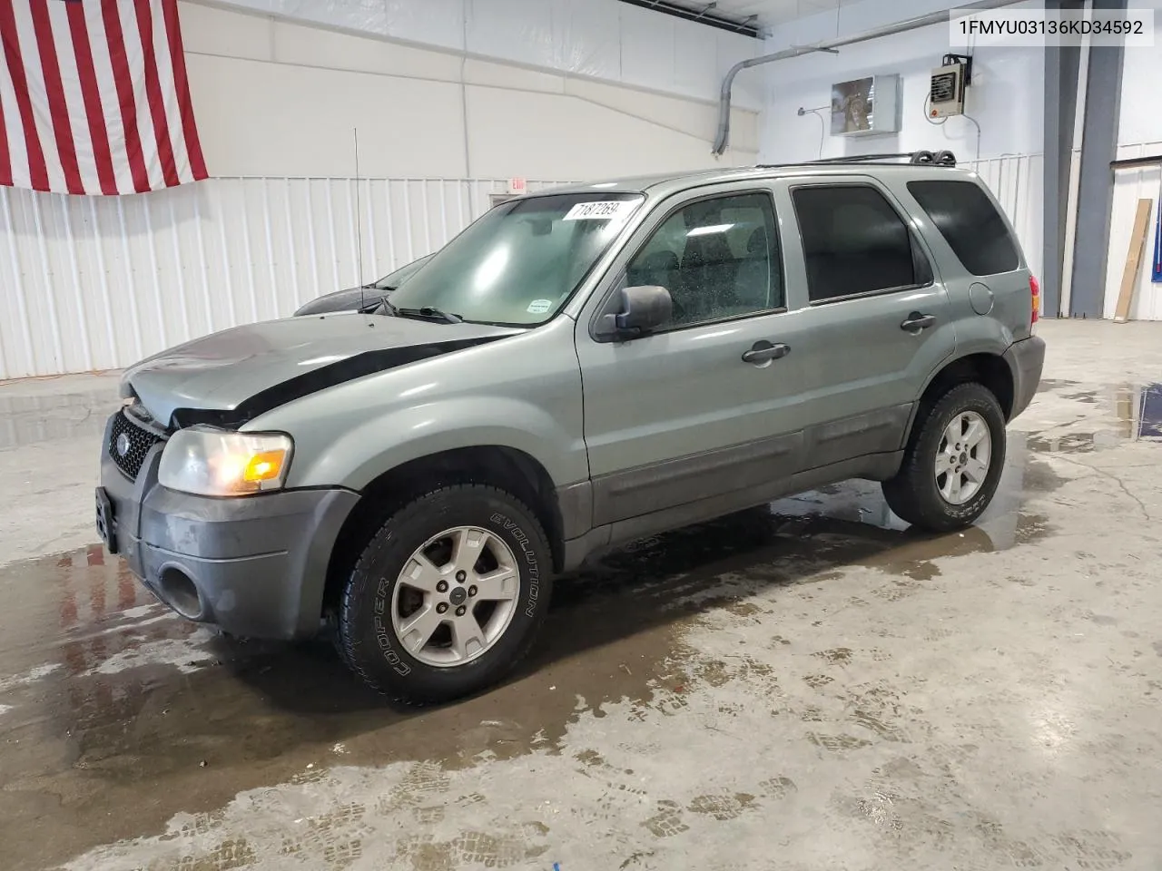 2006 Ford Escape Xlt VIN: 1FMYU03136KD34592 Lot: 71872694