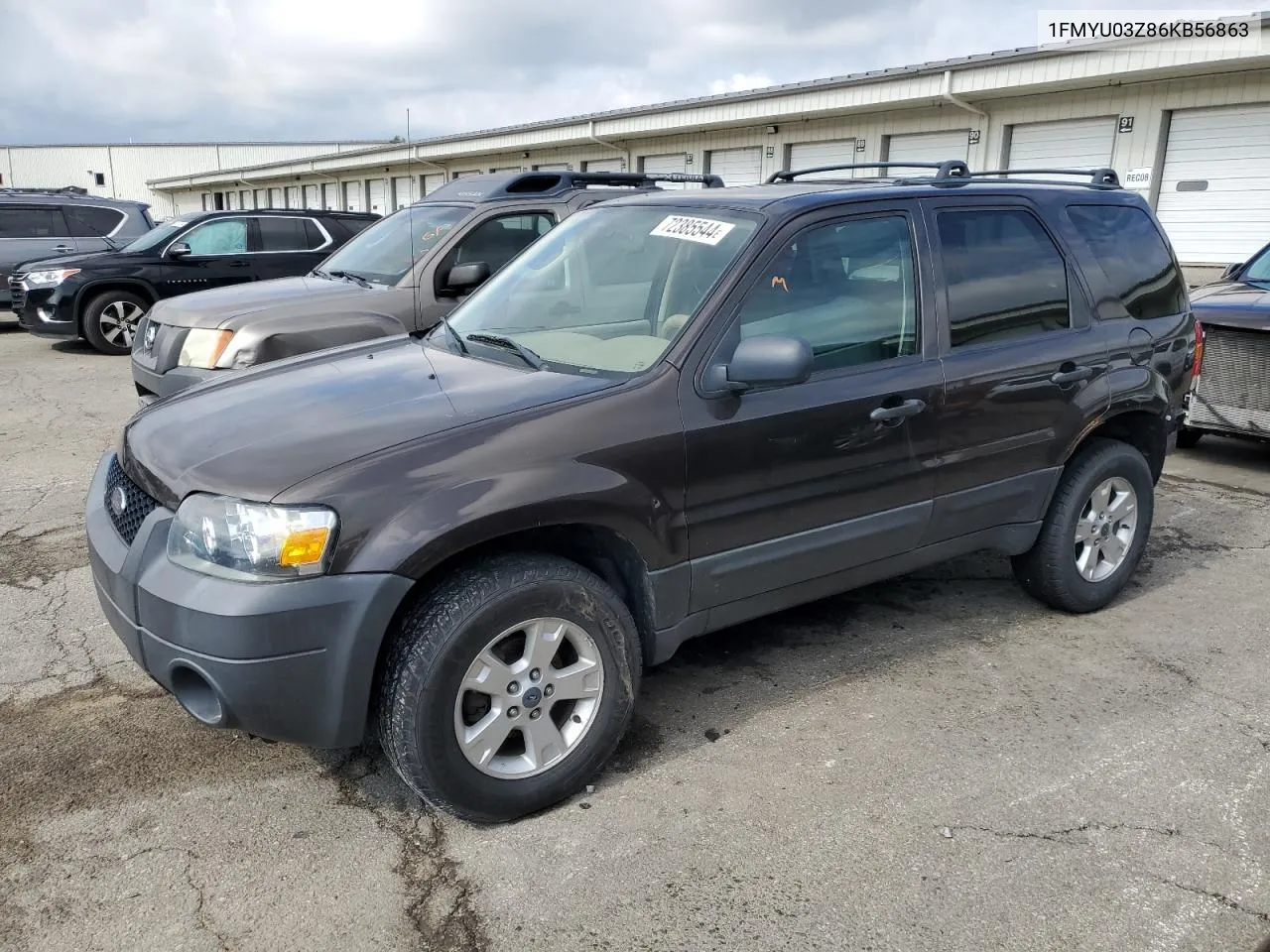 2006 Ford Escape Xlt VIN: 1FMYU03Z86KB56863 Lot: 72385544