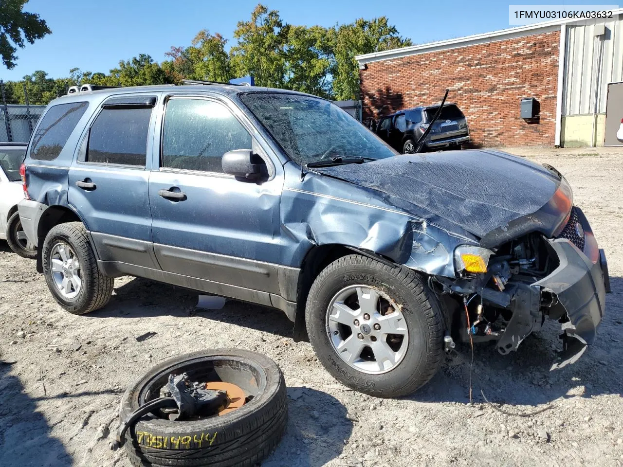 2006 Ford Escape Xlt VIN: 1FMYU03106KA03632 Lot: 75416404