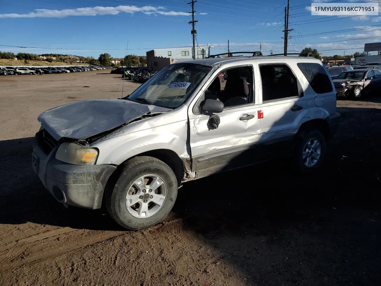 2006 Ford Escape Xlt VIN: 1FMYU93116KC71951 Lot: 77454554