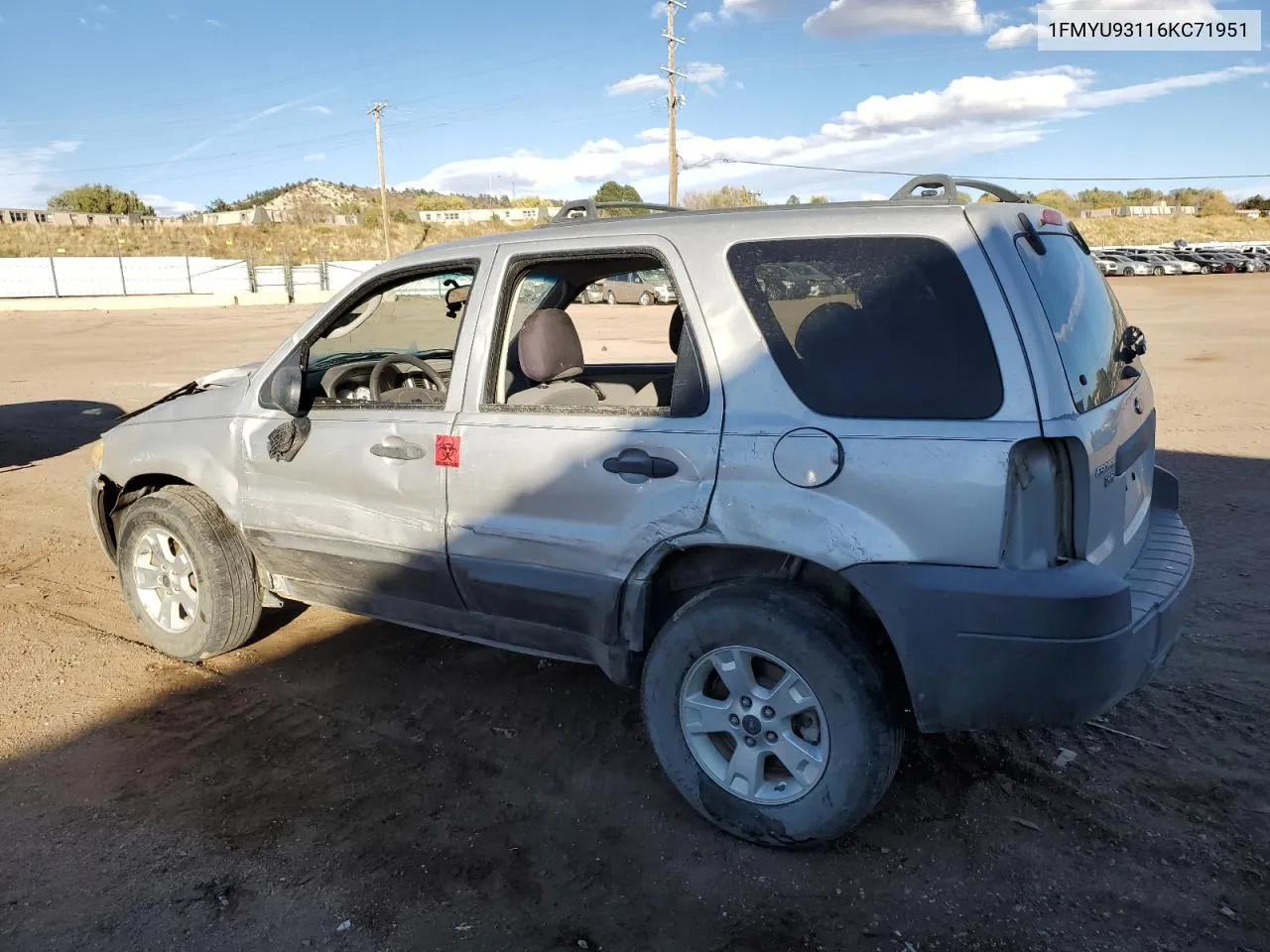 2006 Ford Escape Xlt VIN: 1FMYU93116KC71951 Lot: 77454554