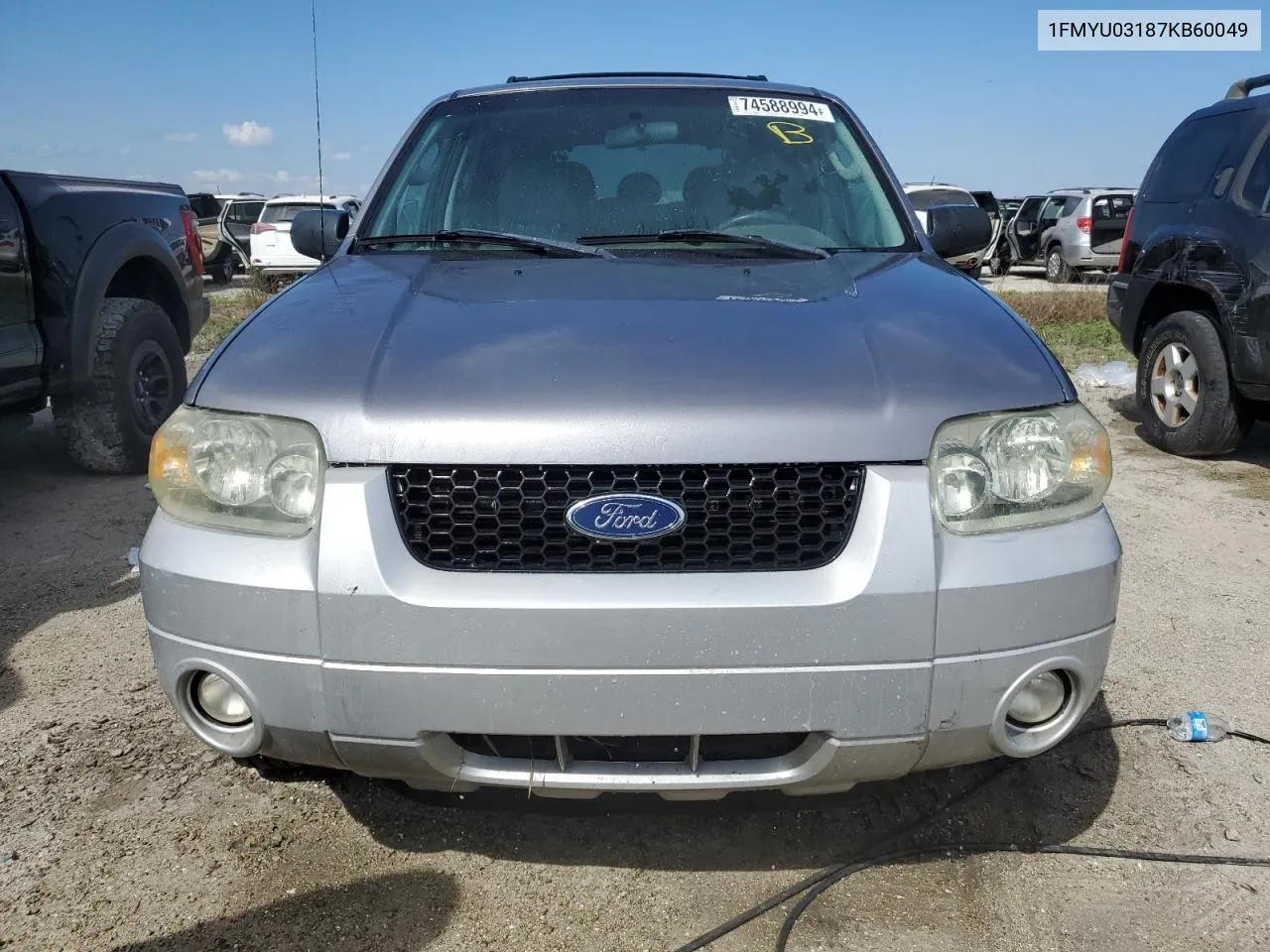 2007 Ford Escape Xlt VIN: 1FMYU03187KB60049 Lot: 74588994