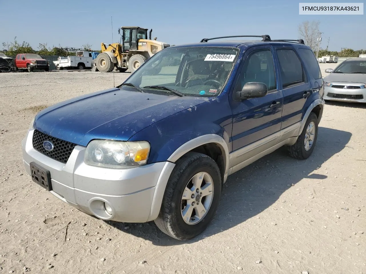 2007 Ford Escape Xlt VIN: 1FMCU93187KA43621 Lot: 75496864