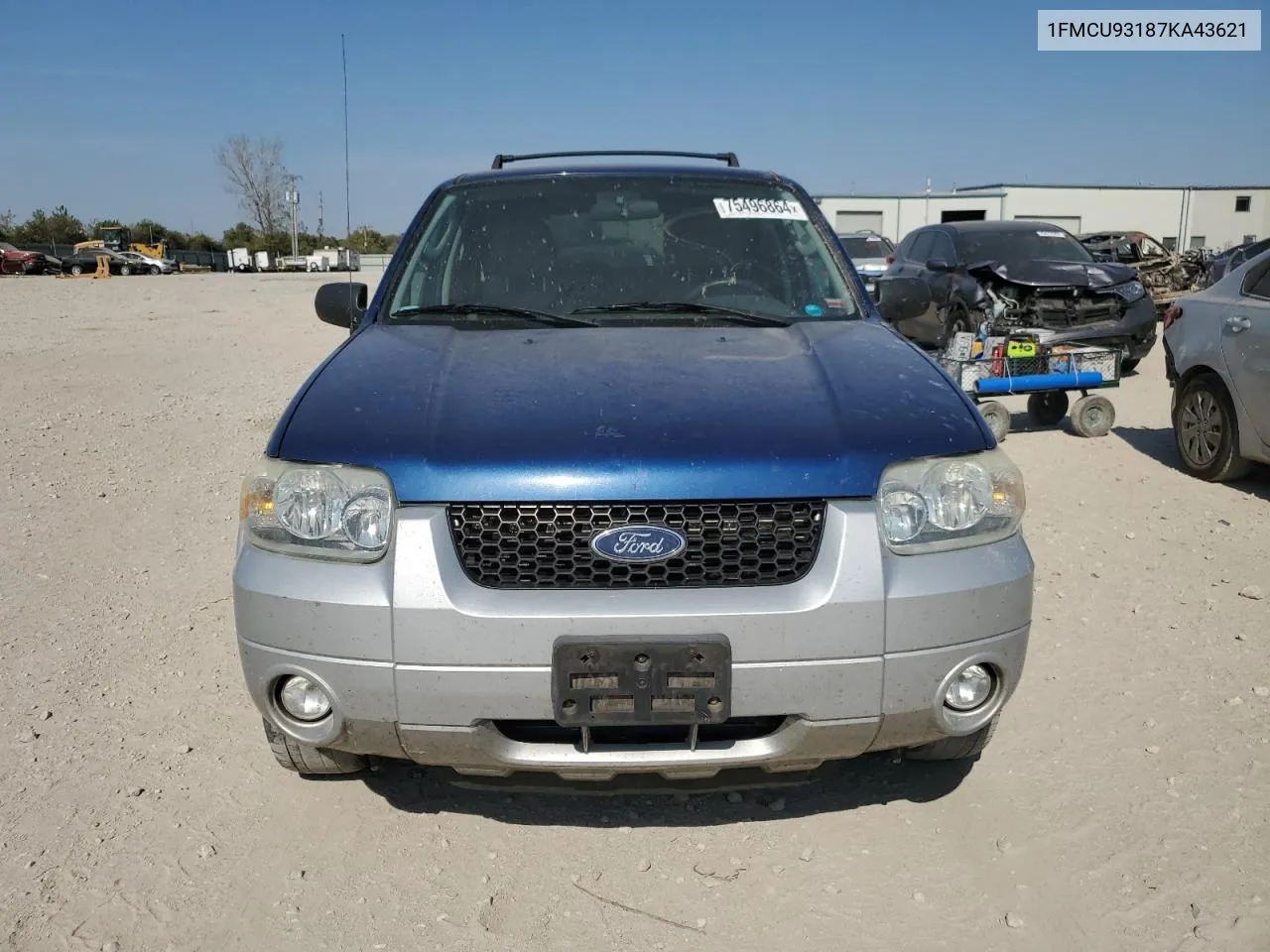 2007 Ford Escape Xlt VIN: 1FMCU93187KA43621 Lot: 75496864