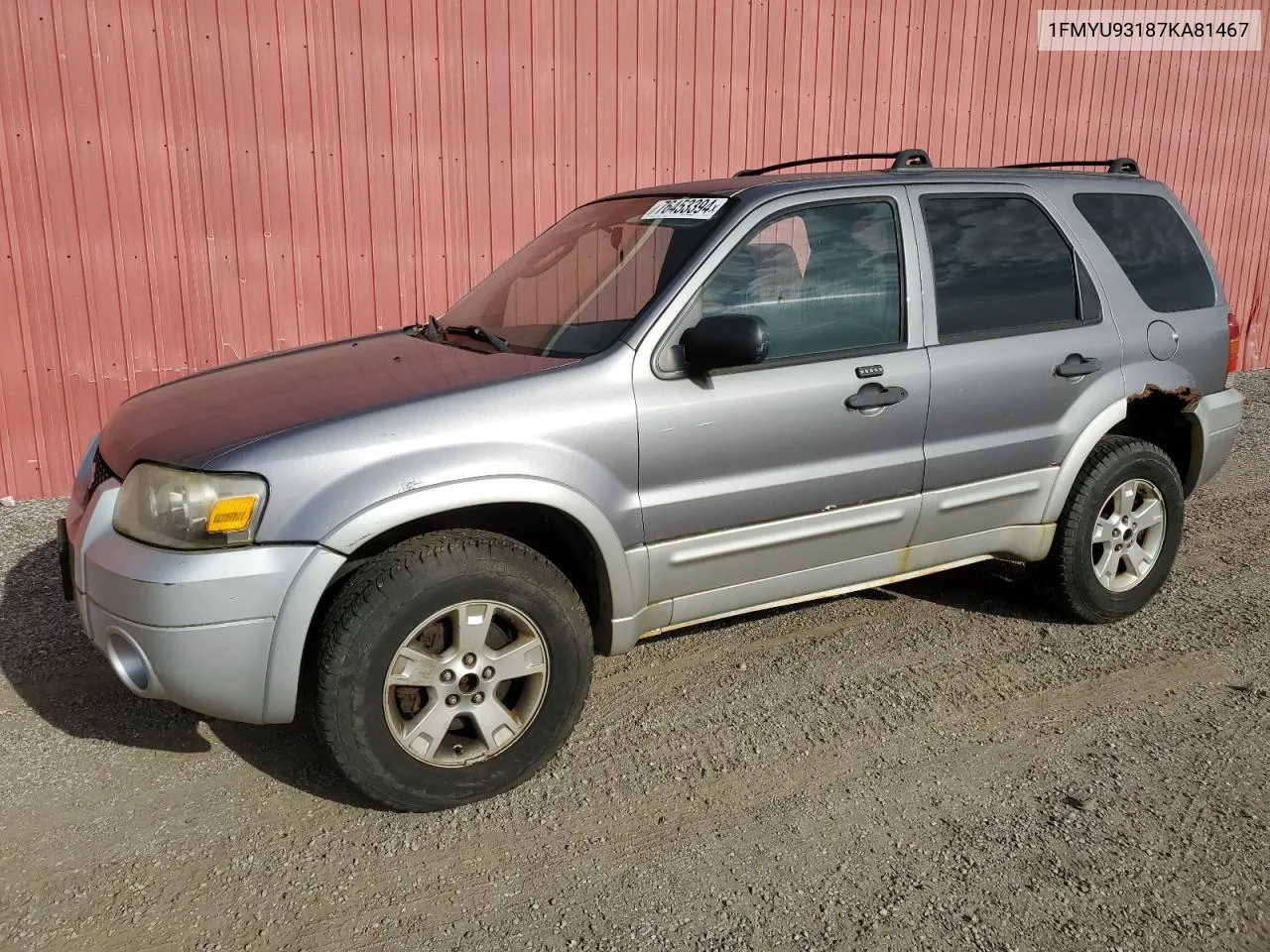 2007 Ford Escape Xlt VIN: 1FMYU93187KA81467 Lot: 76453394