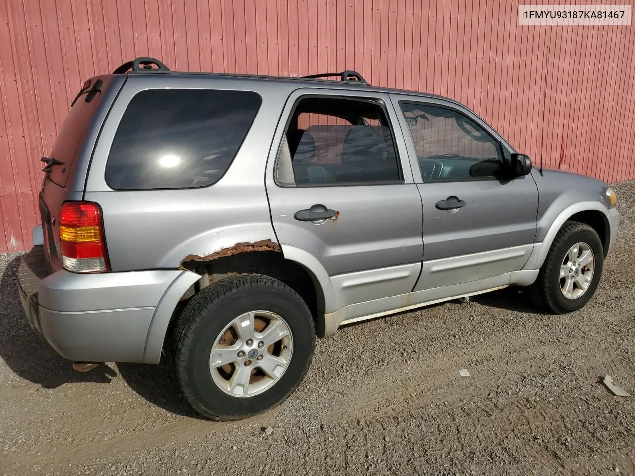 2007 Ford Escape Xlt VIN: 1FMYU93187KA81467 Lot: 76453394