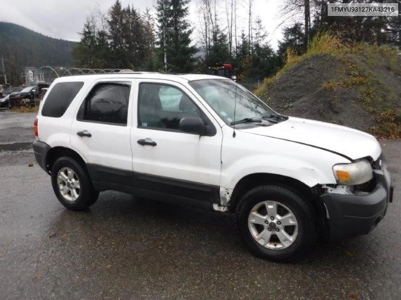 2007 Ford Escape Xlt VIN: 1FMYU93127KA43216 Lot: 76832654