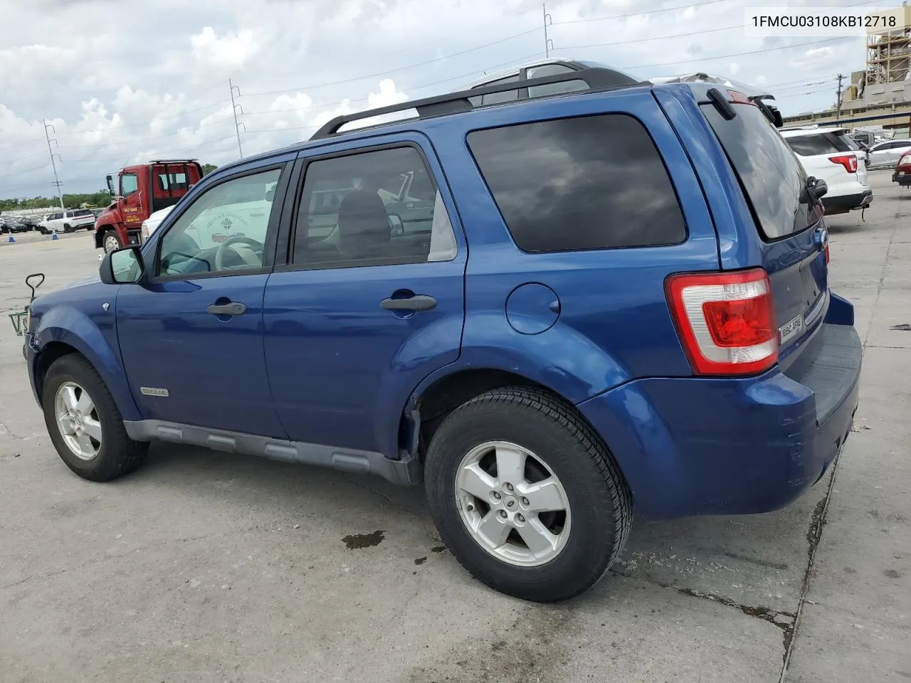 2008 Ford Escape Xlt VIN: 1FMCU03108KB12718 Lot: 57175474