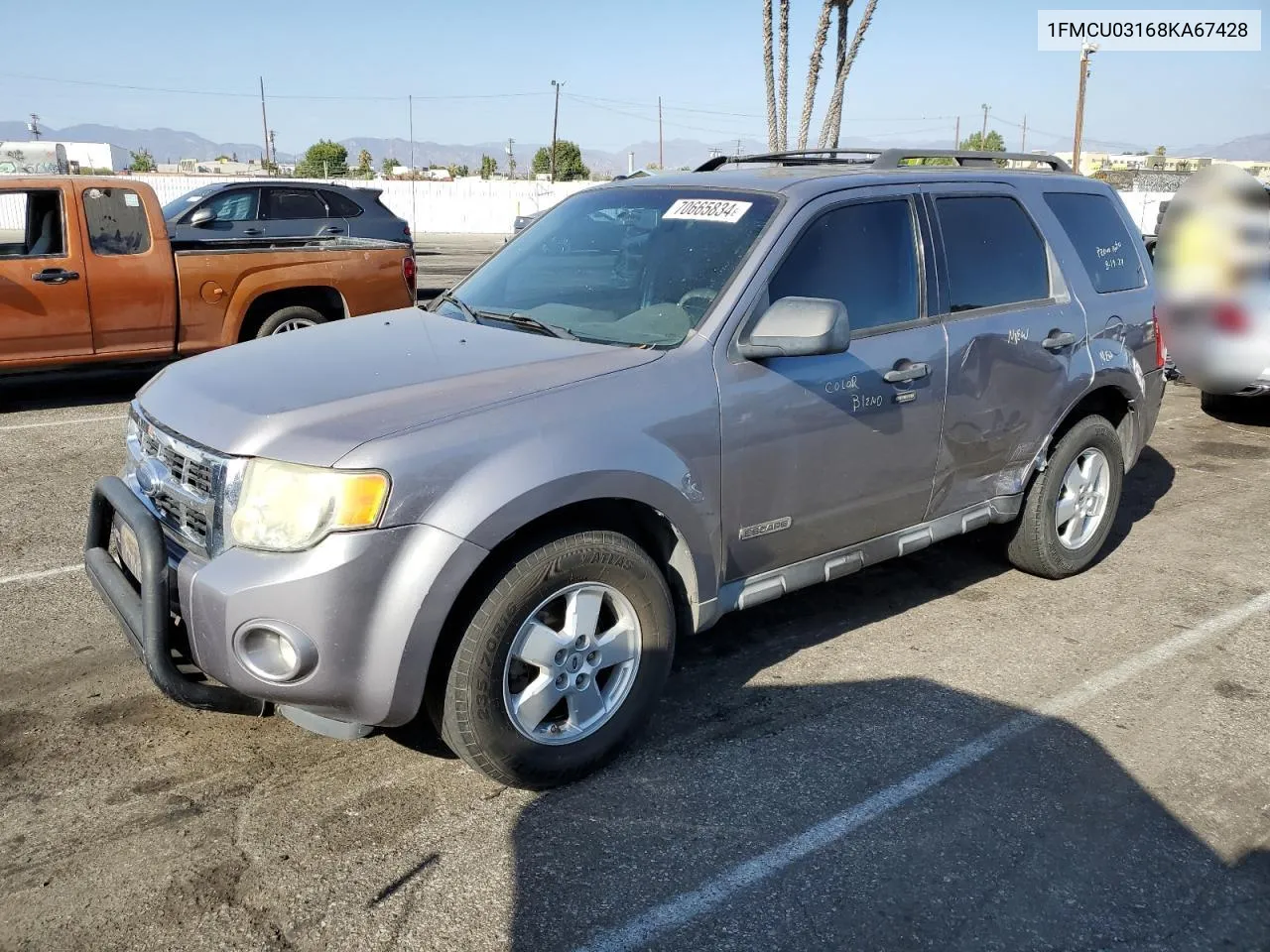 2008 Ford Escape Xlt VIN: 1FMCU03168KA67428 Lot: 70665834