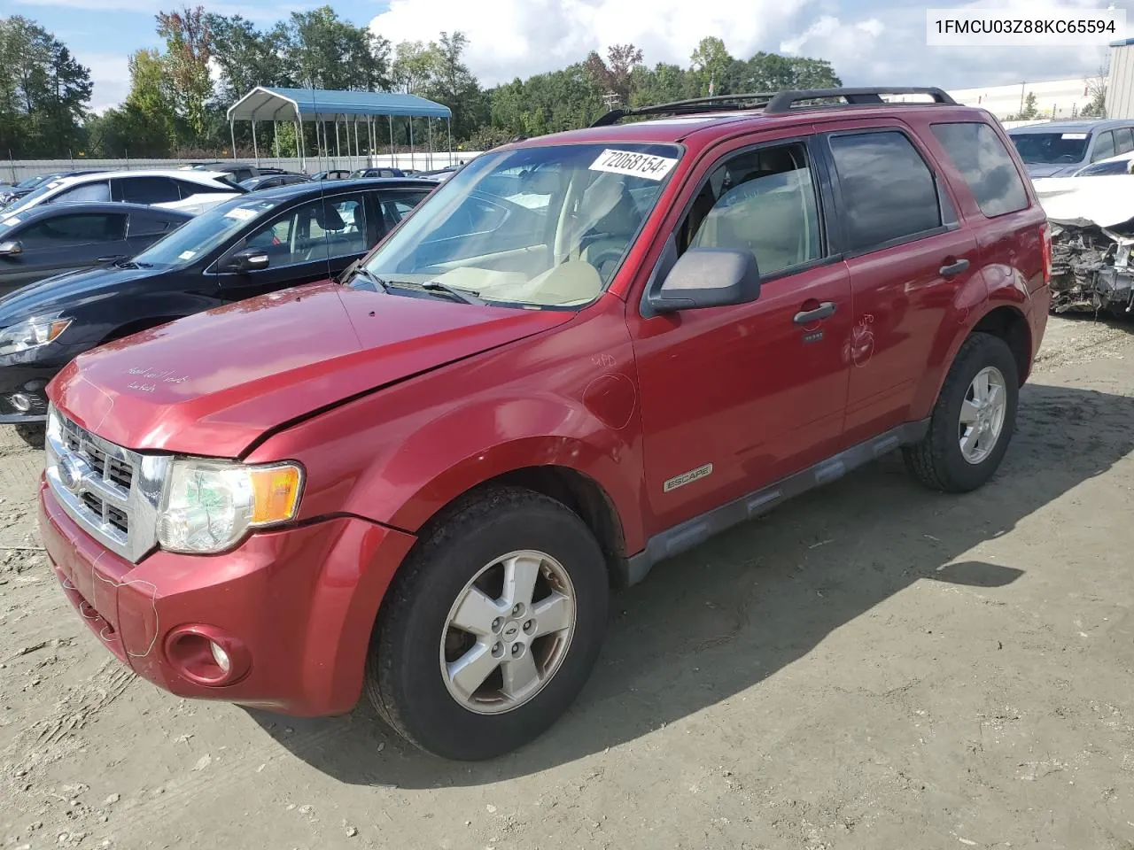 2008 Ford Escape Xlt VIN: 1FMCU03Z88KC65594 Lot: 72068154