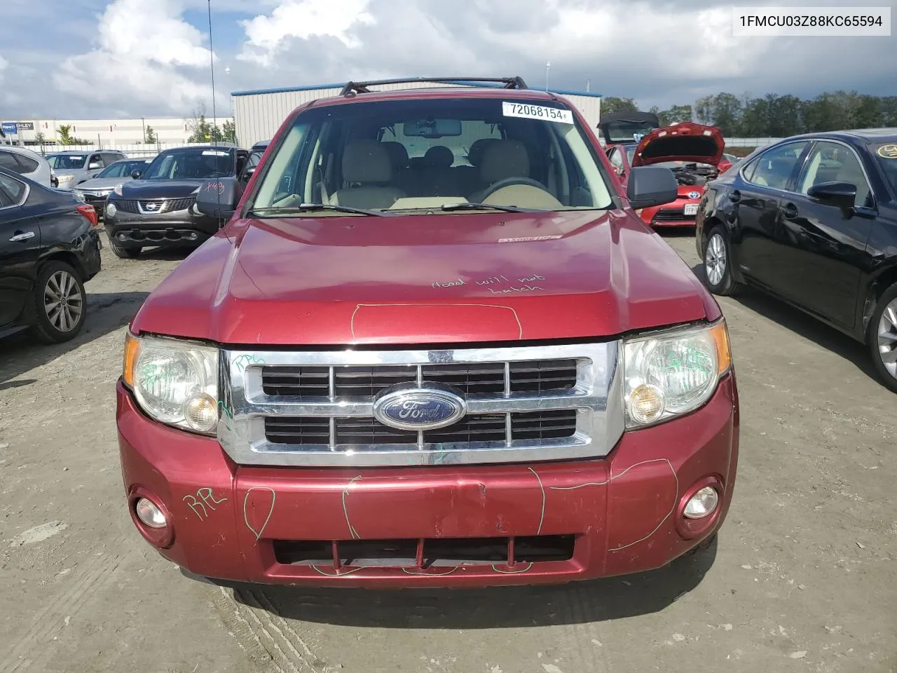 2008 Ford Escape Xlt VIN: 1FMCU03Z88KC65594 Lot: 72068154