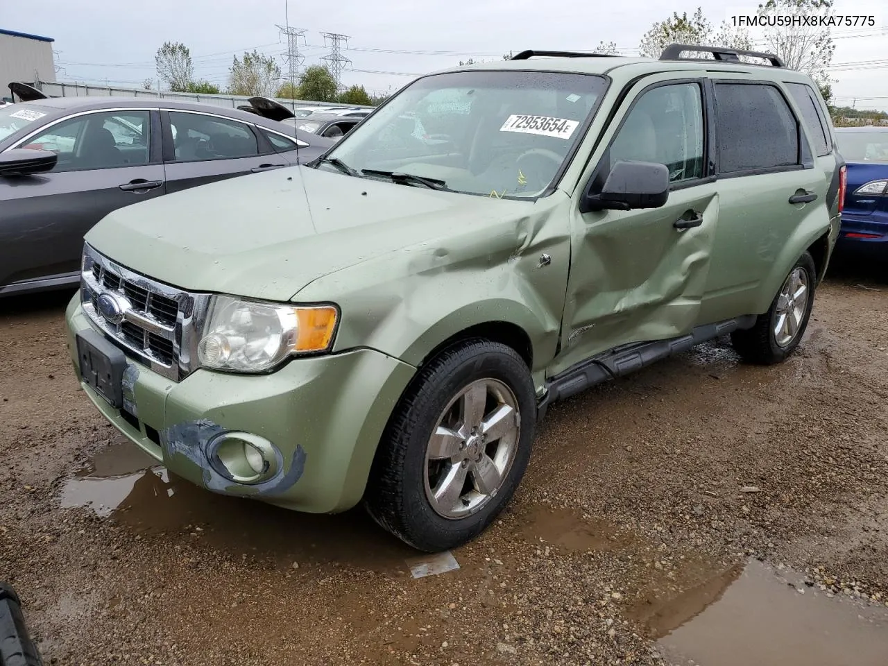 2008 Ford Escape Hev VIN: 1FMCU59HX8KA75775 Lot: 72953654