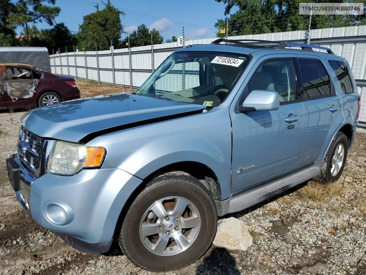 2009 Ford Escape Hybrid VIN: 1FMCU59359KB80746 Lot: 72183634