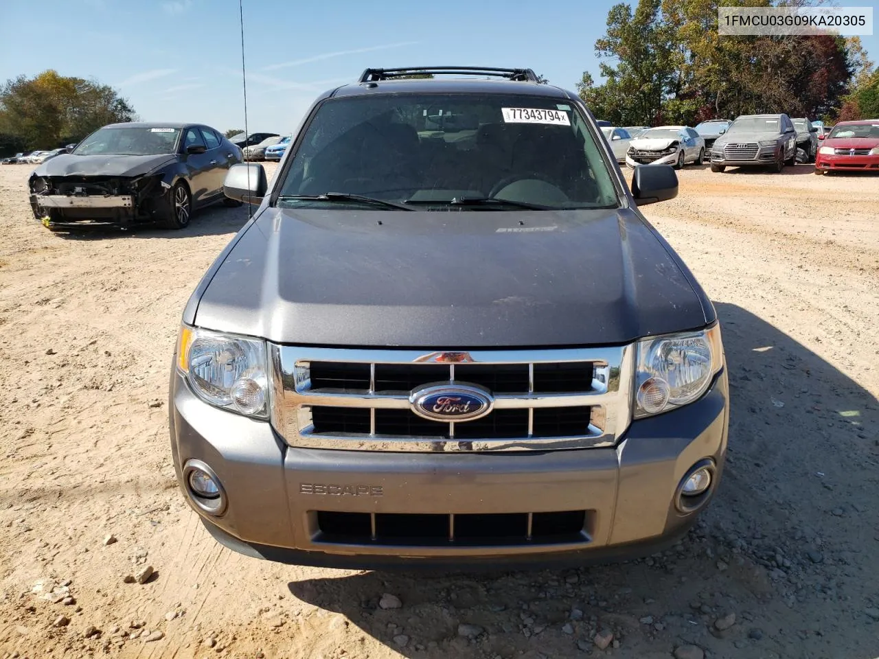 2009 Ford Escape Xlt VIN: 1FMCU03G09KA20305 Lot: 77343794