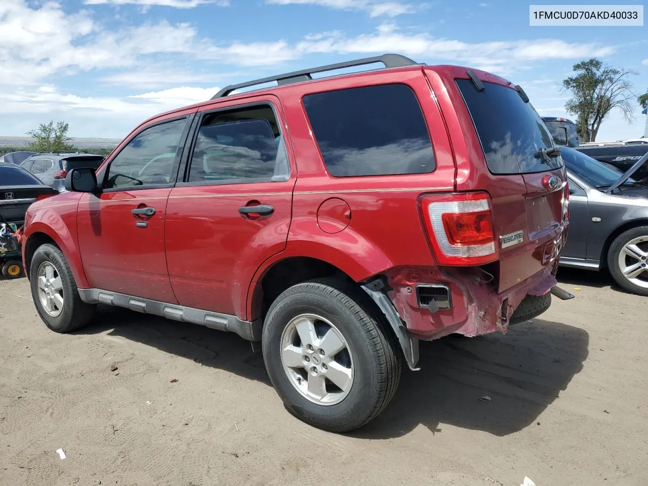 2010 Ford Escape Xlt VIN: 1FMCU0D70AKD40033 Lot: 69620034