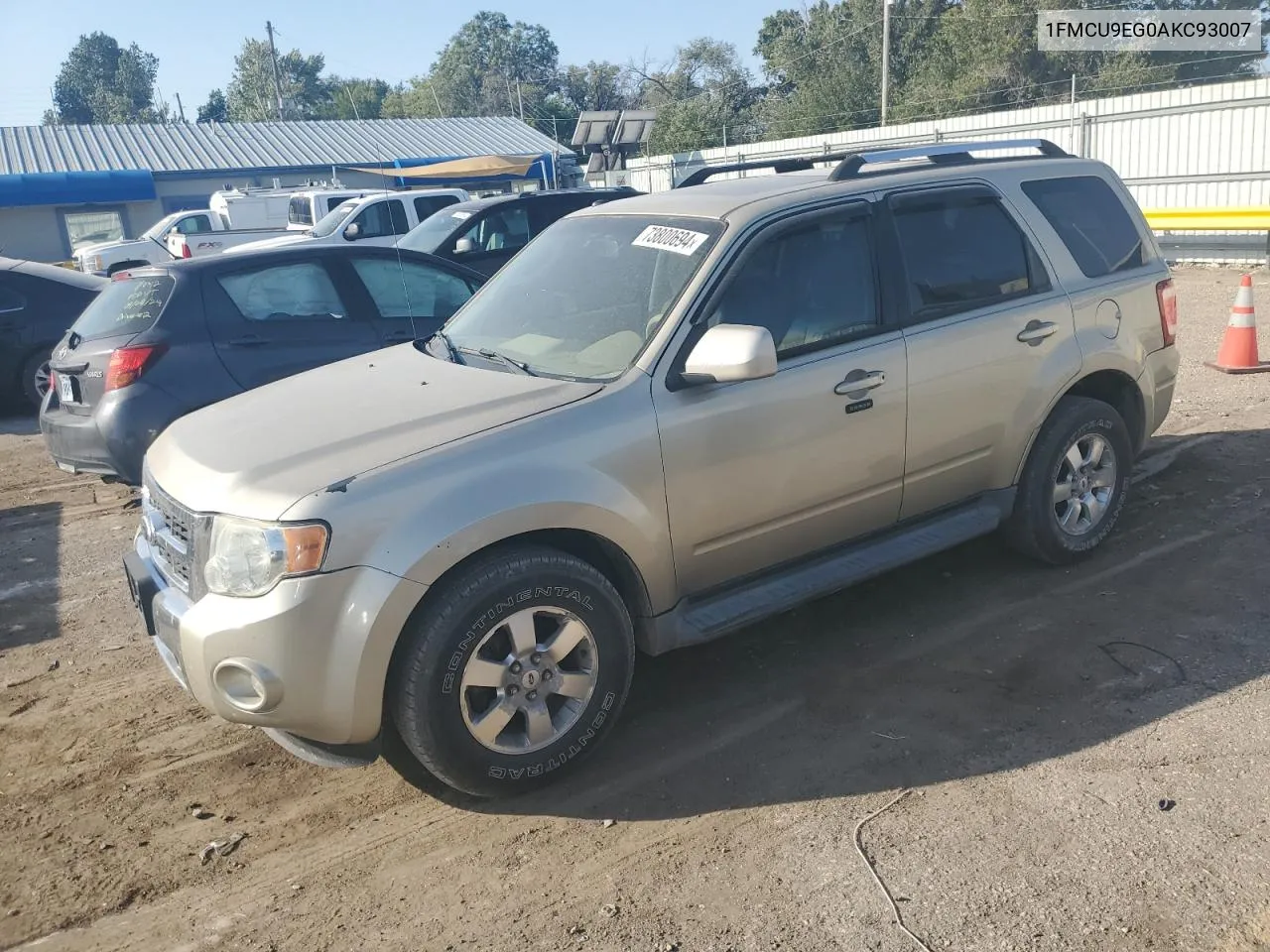 2010 Ford Escape Limited VIN: 1FMCU9EG0AKC93007 Lot: 73800694