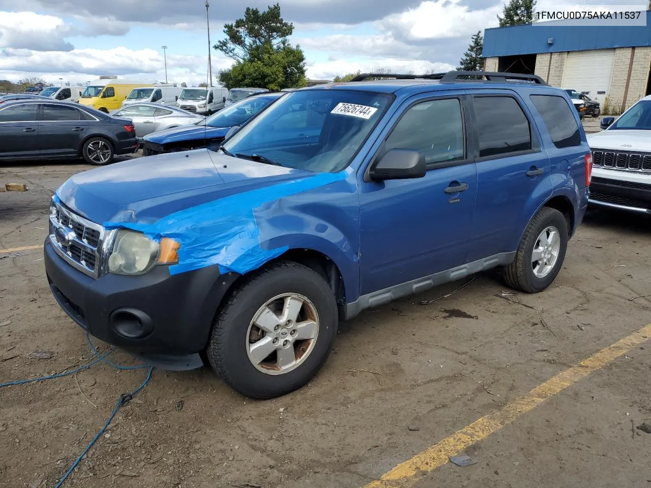 2010 Ford Escape Xlt VIN: 1FMCU0D75AKA11537 Lot: 75626744