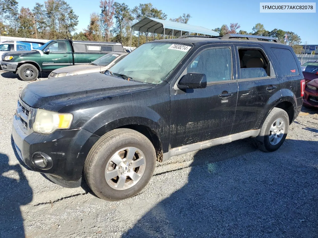 2010 Ford Escape Limited VIN: 1FMCU0E77AKC82078 Lot: 75838214