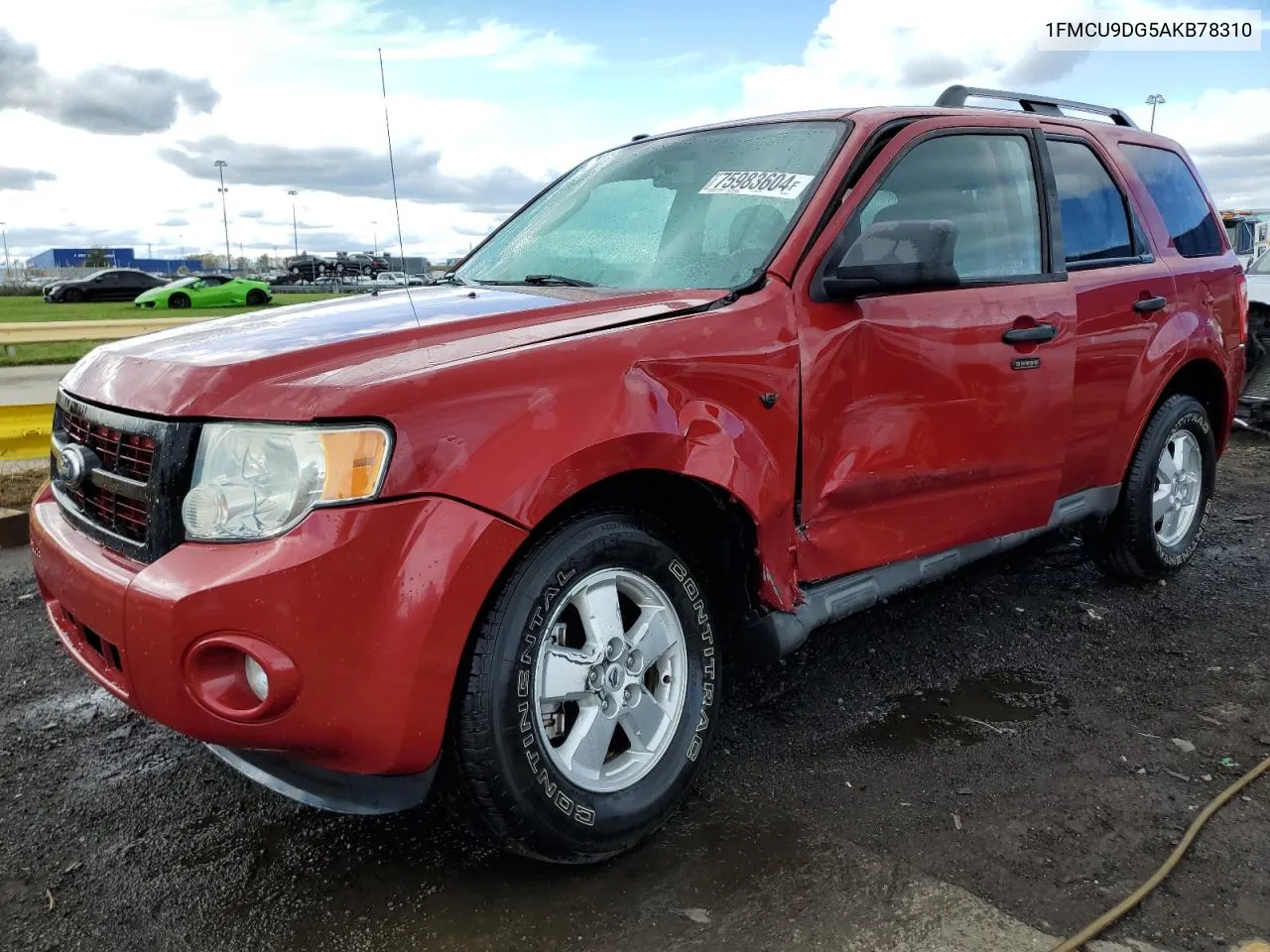 2010 Ford Escape Xlt VIN: 1FMCU9DG5AKB78310 Lot: 75983604