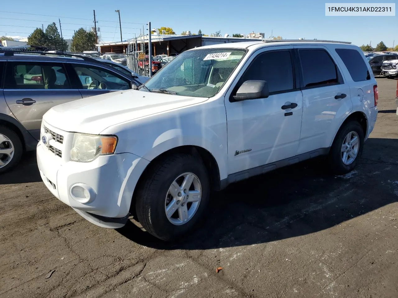 2010 Ford Escape Hybrid VIN: 1FMCU4K31AKD22311 Lot: 77434214