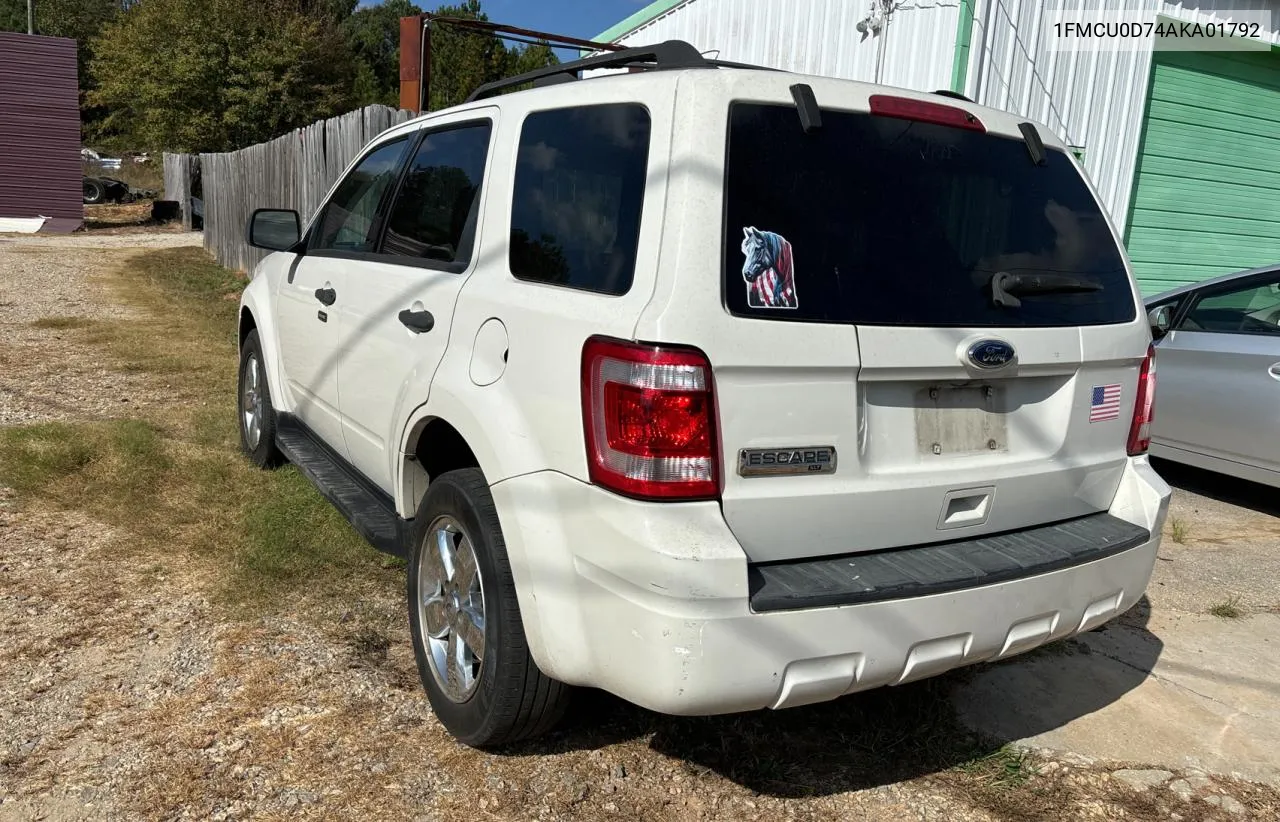 2010 Ford Escape Xlt VIN: 1FMCU0D74AKA01792 Lot: 78696874