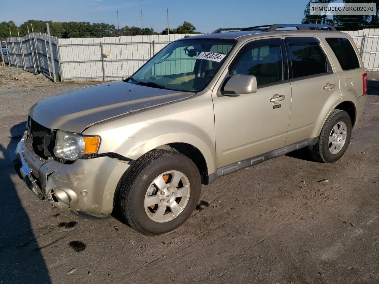 2011 Ford Escape Limited VIN: 1FMCU0EG7BKC02070 Lot: 73953254