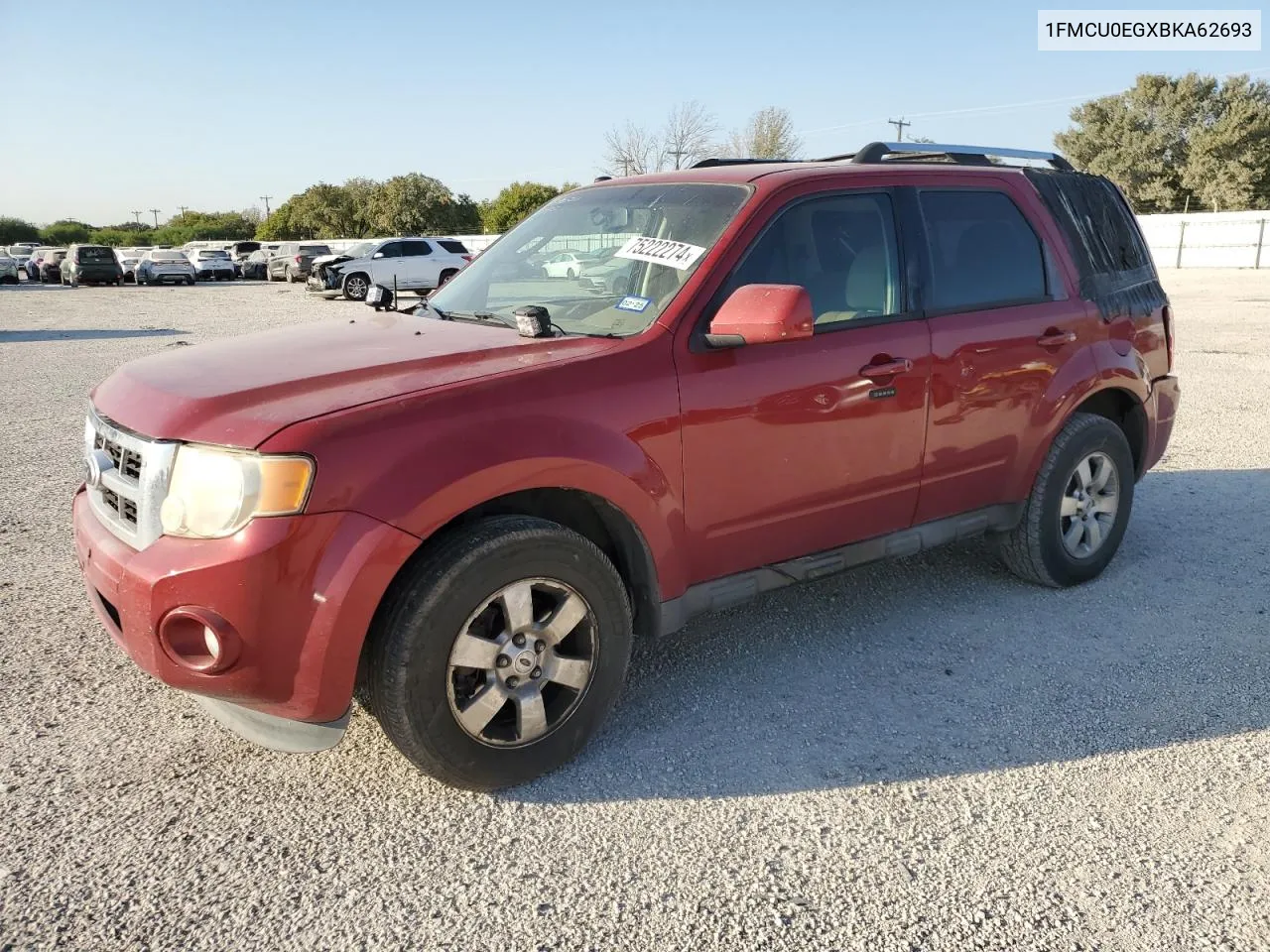 2011 Ford Escape Limited VIN: 1FMCU0EGXBKA62693 Lot: 75222274