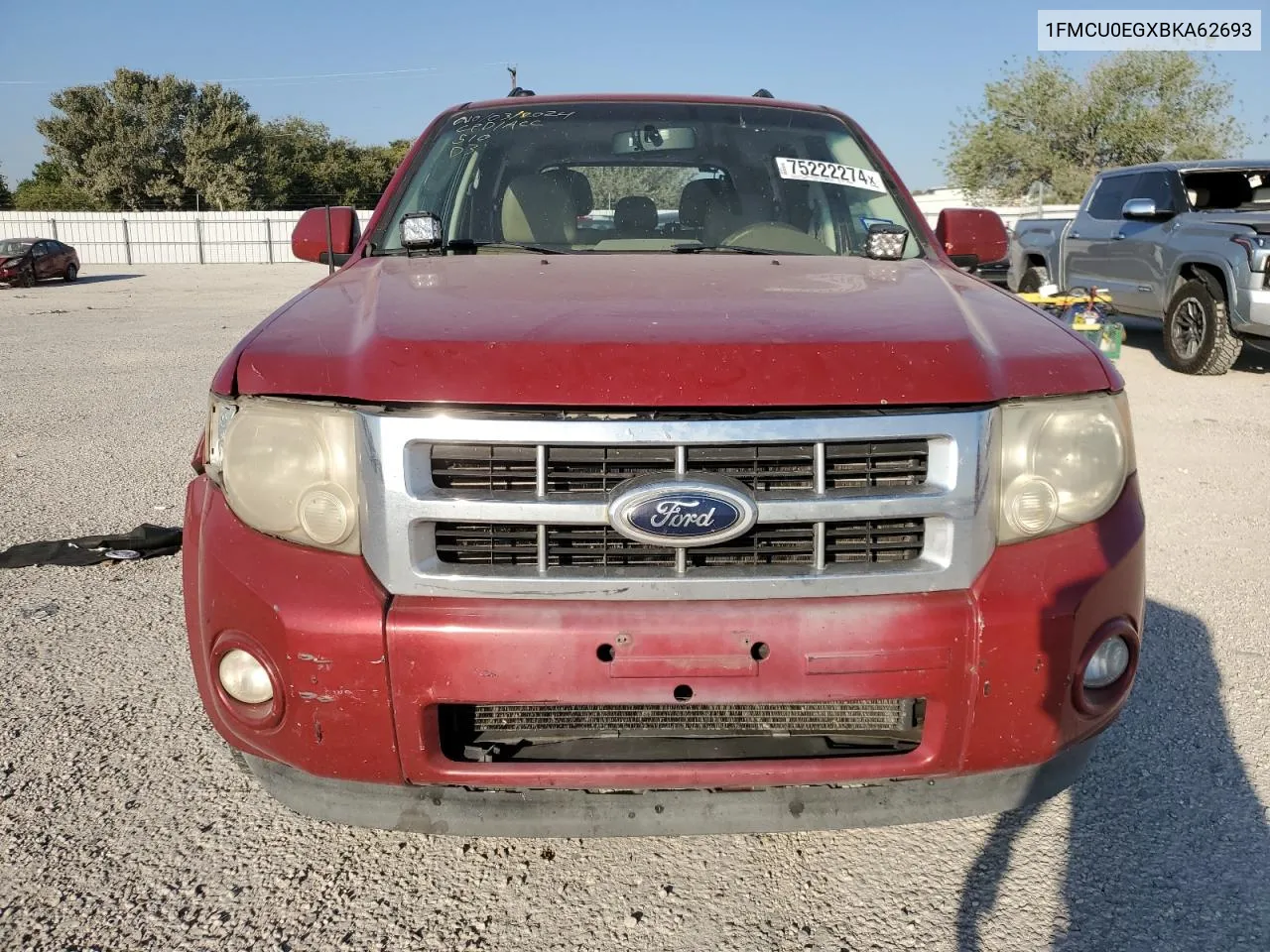 2011 Ford Escape Limited VIN: 1FMCU0EGXBKA62693 Lot: 75222274