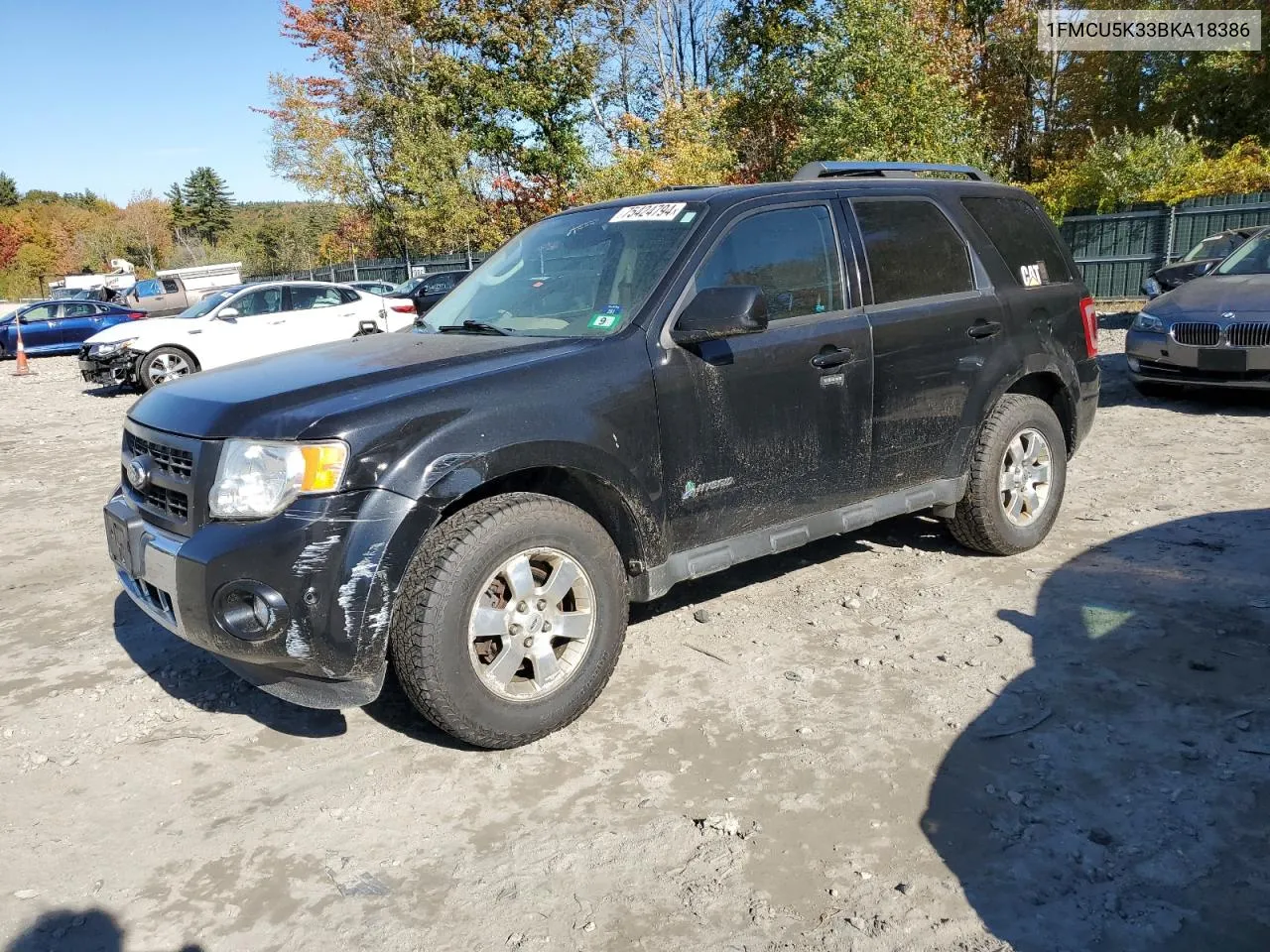 2011 Ford Escape Hybrid VIN: 1FMCU5K33BKA18386 Lot: 75424794