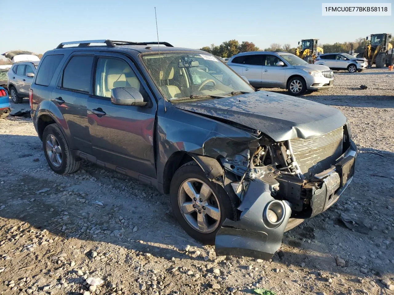 2011 Ford Escape Limited VIN: 1FMCU0E77BKB58118 Lot: 76635784