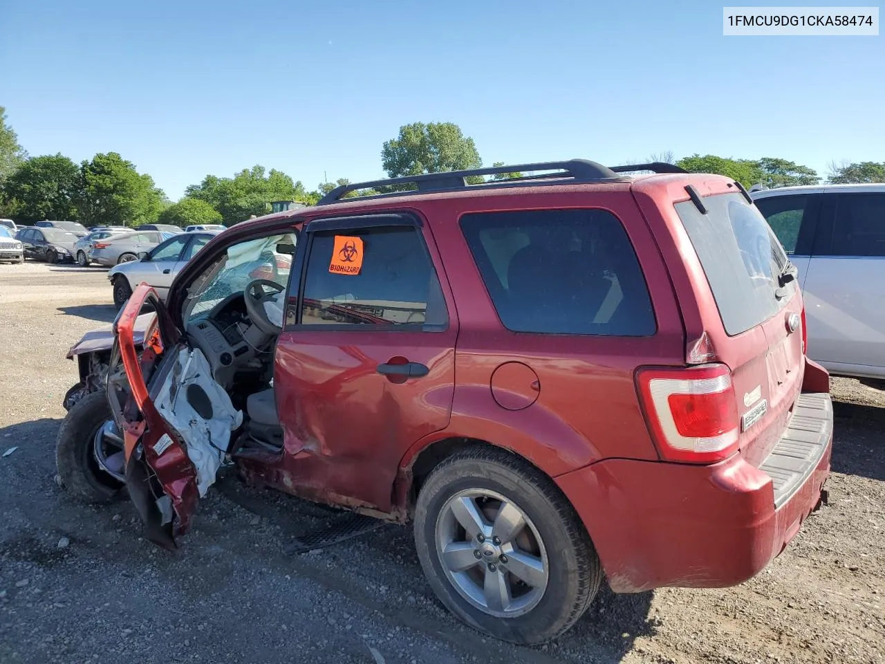 2012 Ford Escape Xlt VIN: 1FMCU9DG1CKA58474 Lot: 59022264