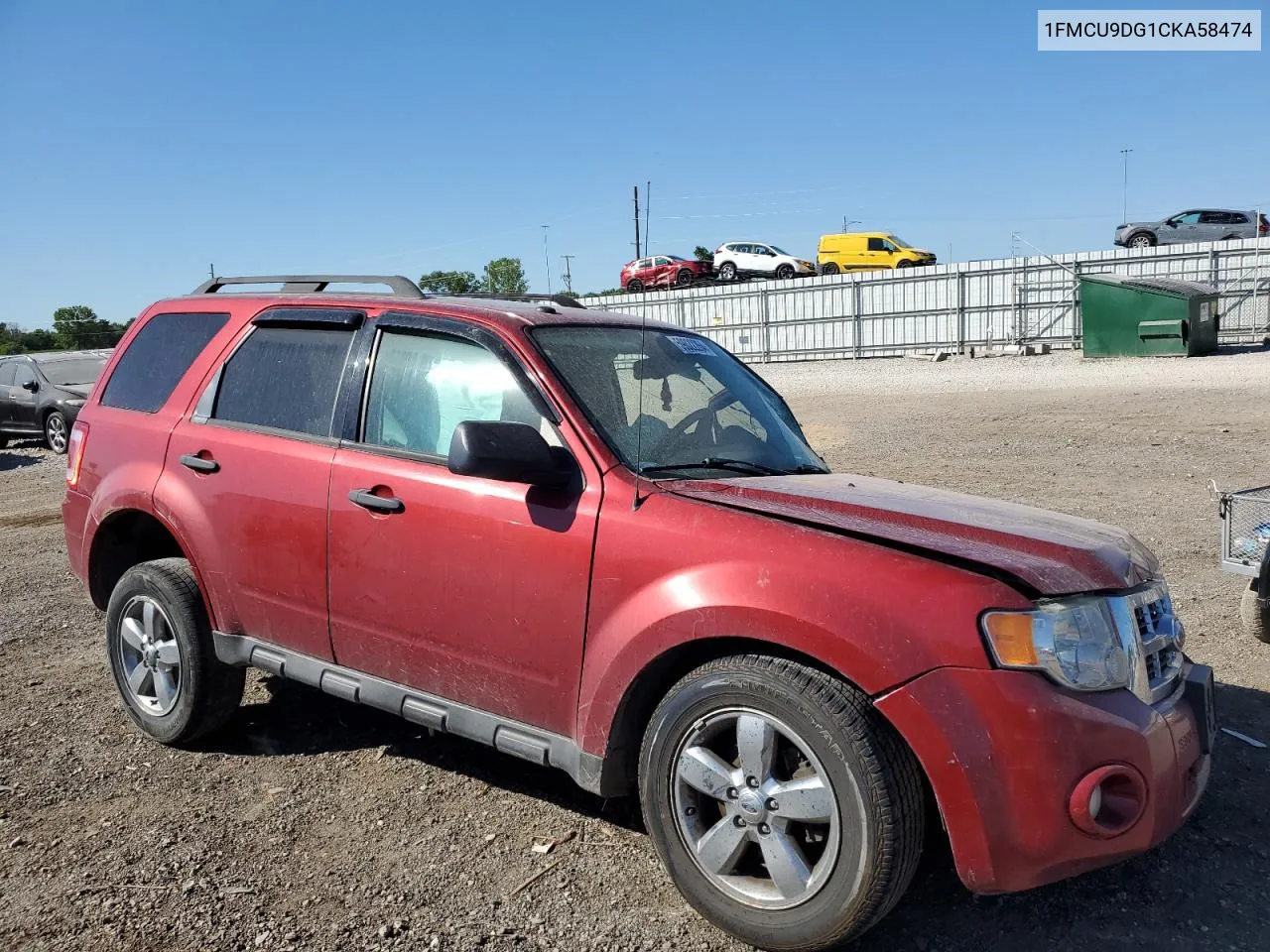 2012 Ford Escape Xlt VIN: 1FMCU9DG1CKA58474 Lot: 59022264