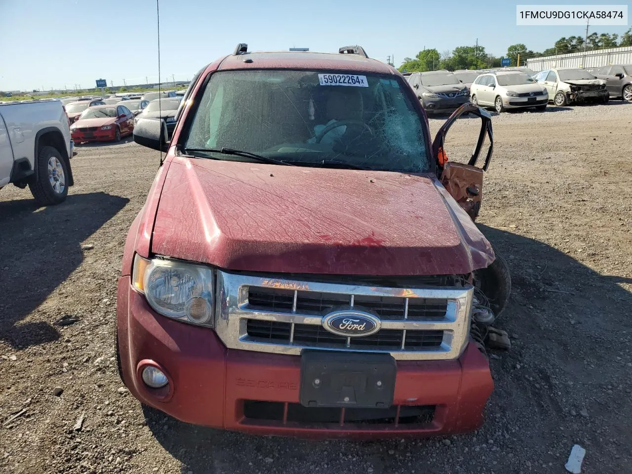 2012 Ford Escape Xlt VIN: 1FMCU9DG1CKA58474 Lot: 59022264