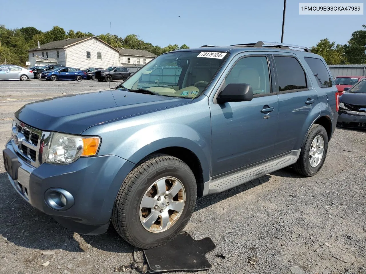 2012 Ford Escape Limited VIN: 1FMCU9EG3CKA47989 Lot: 70139184